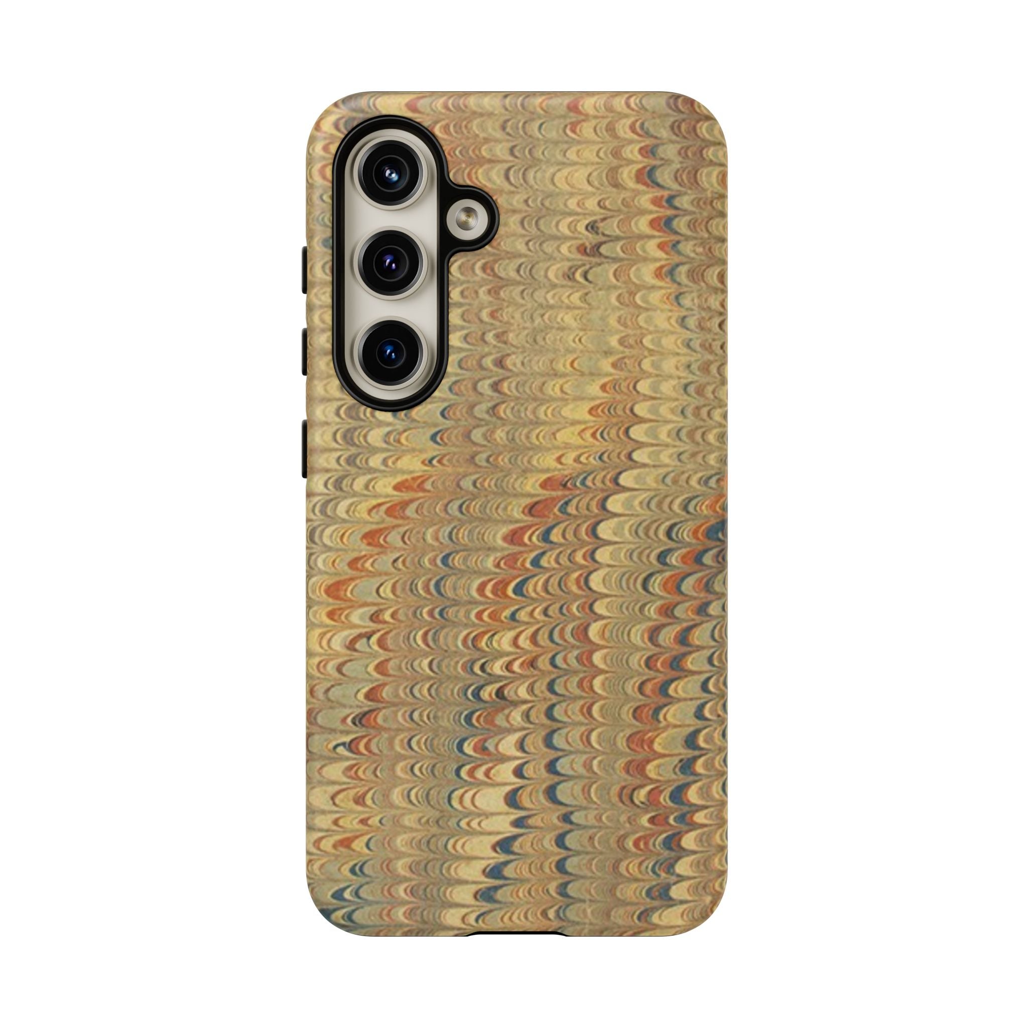 Beige and Blue Marbled Durable Phone Case - Dual Layer - Matte or Glossy