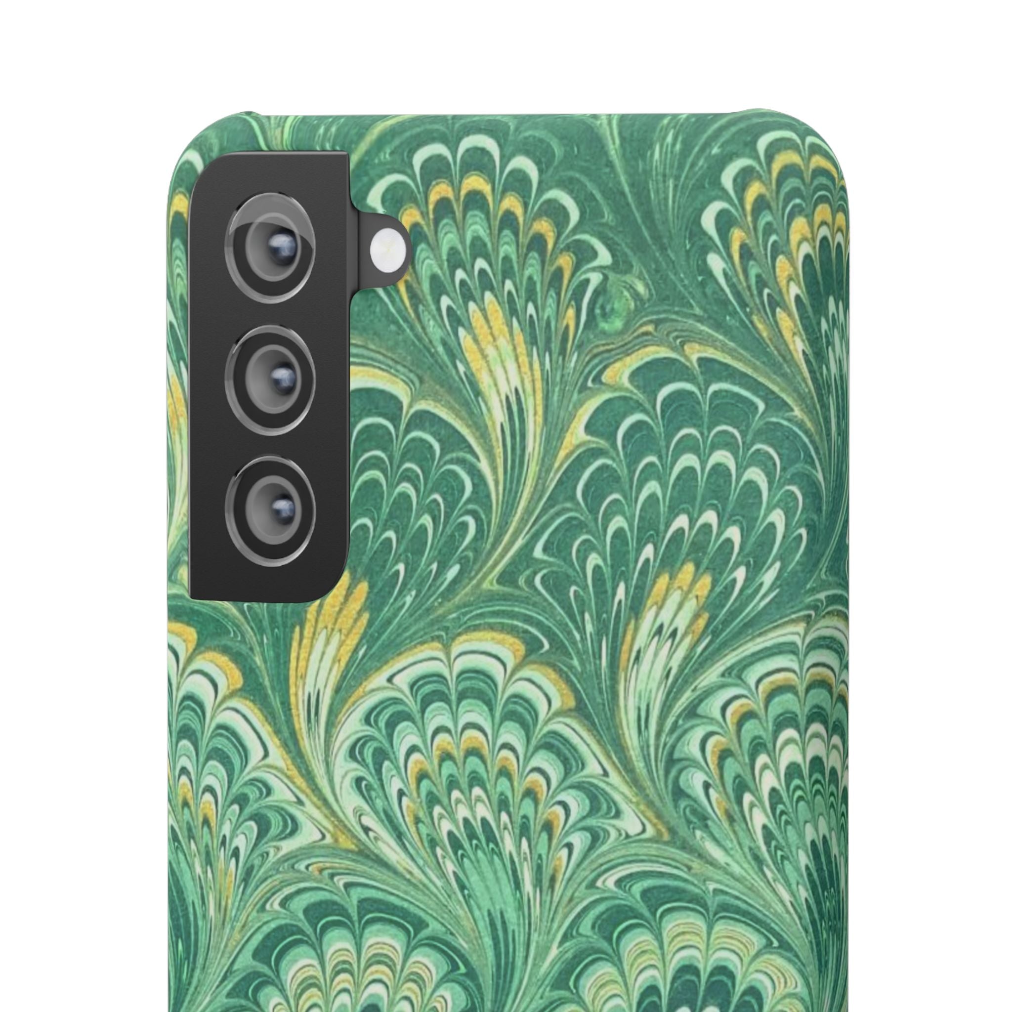 Marbled Feather Green Swirl - Single Layer Slim Phone Case
