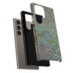 Green Marbled Peacock Durable Phone Case - Matte or Glossy