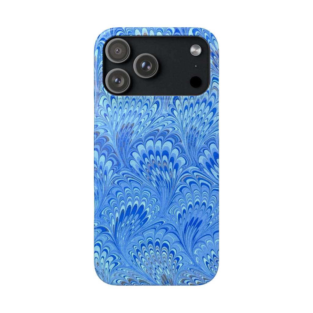 Marbled Feather Blue Swirl - Single Layer Slim Phone Case