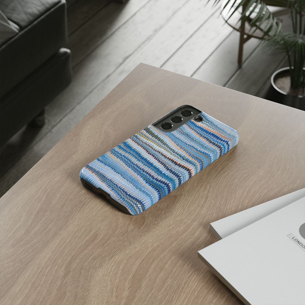 Blue Marbled Phone Cases iPhone 16 + Samsung + Apple + Google - all models, Vintage Marbled Design - Tough Cases