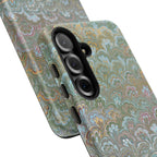 Blue and Green Feather Marbled Phone Case — Dual Layer - Tough Protective Phone Cover