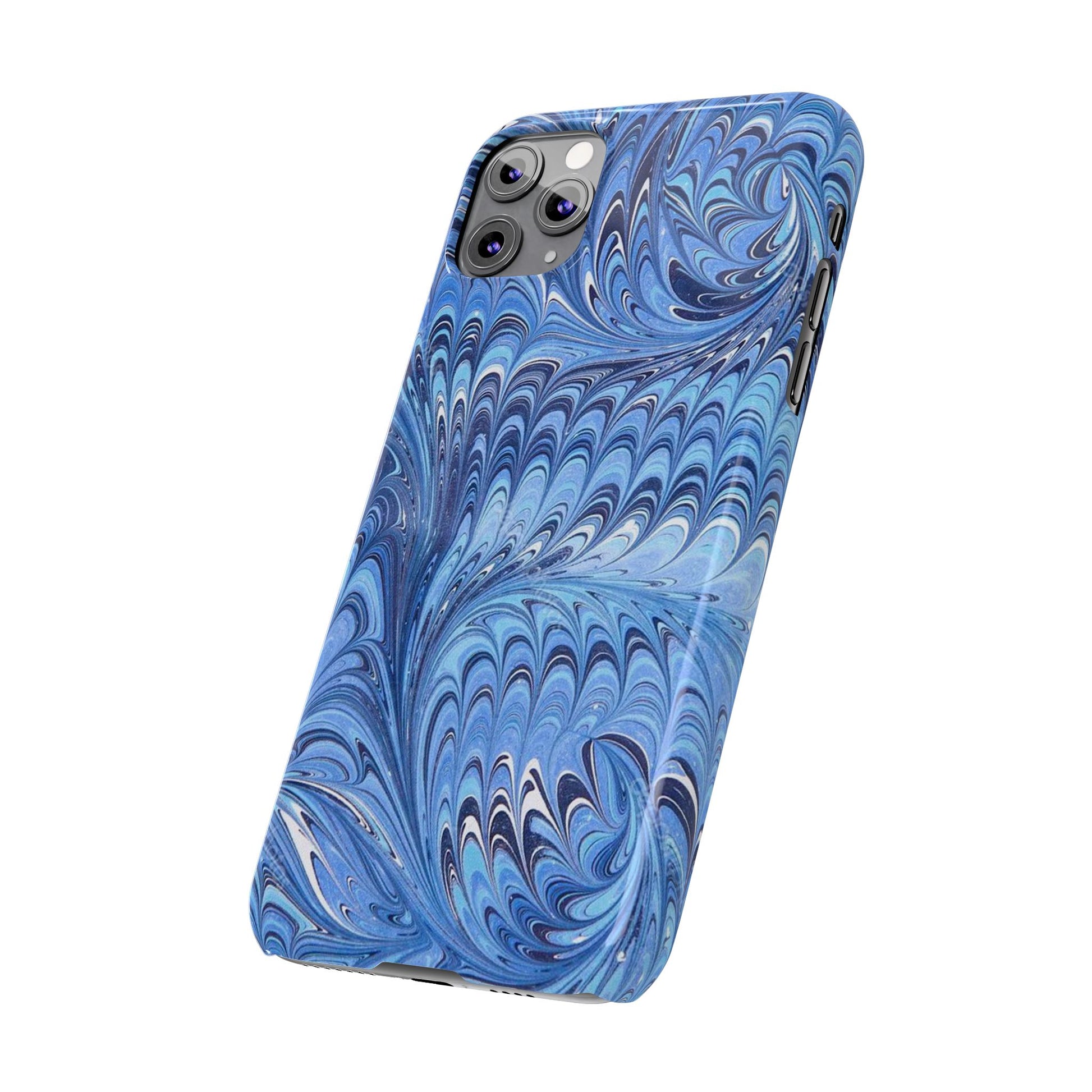 Blue Italian Marbled Design, Green and Blue Pallet, Slim Phone Case