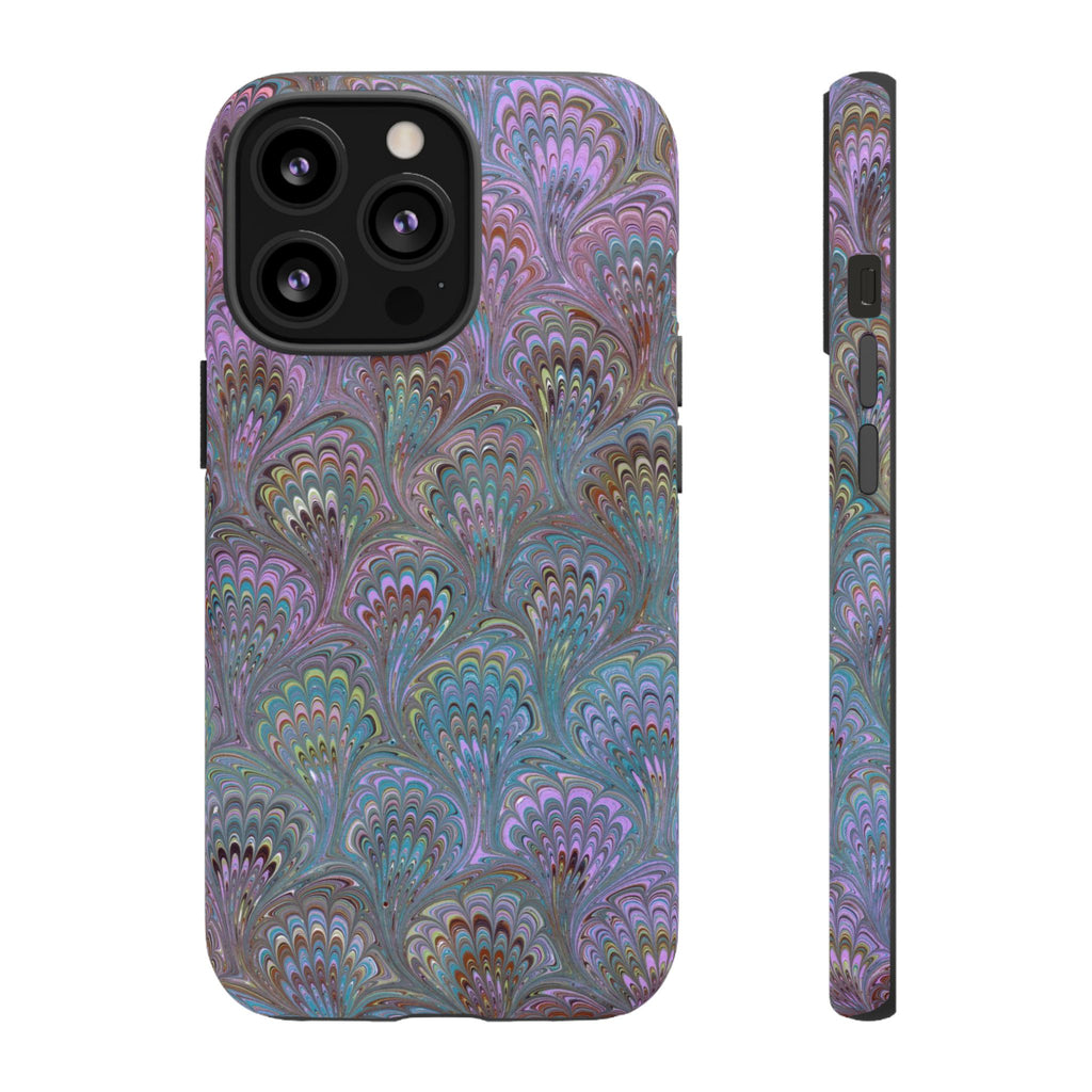 Lavender Marbled Peacock Durable Phone Case - Matte or Glossy
