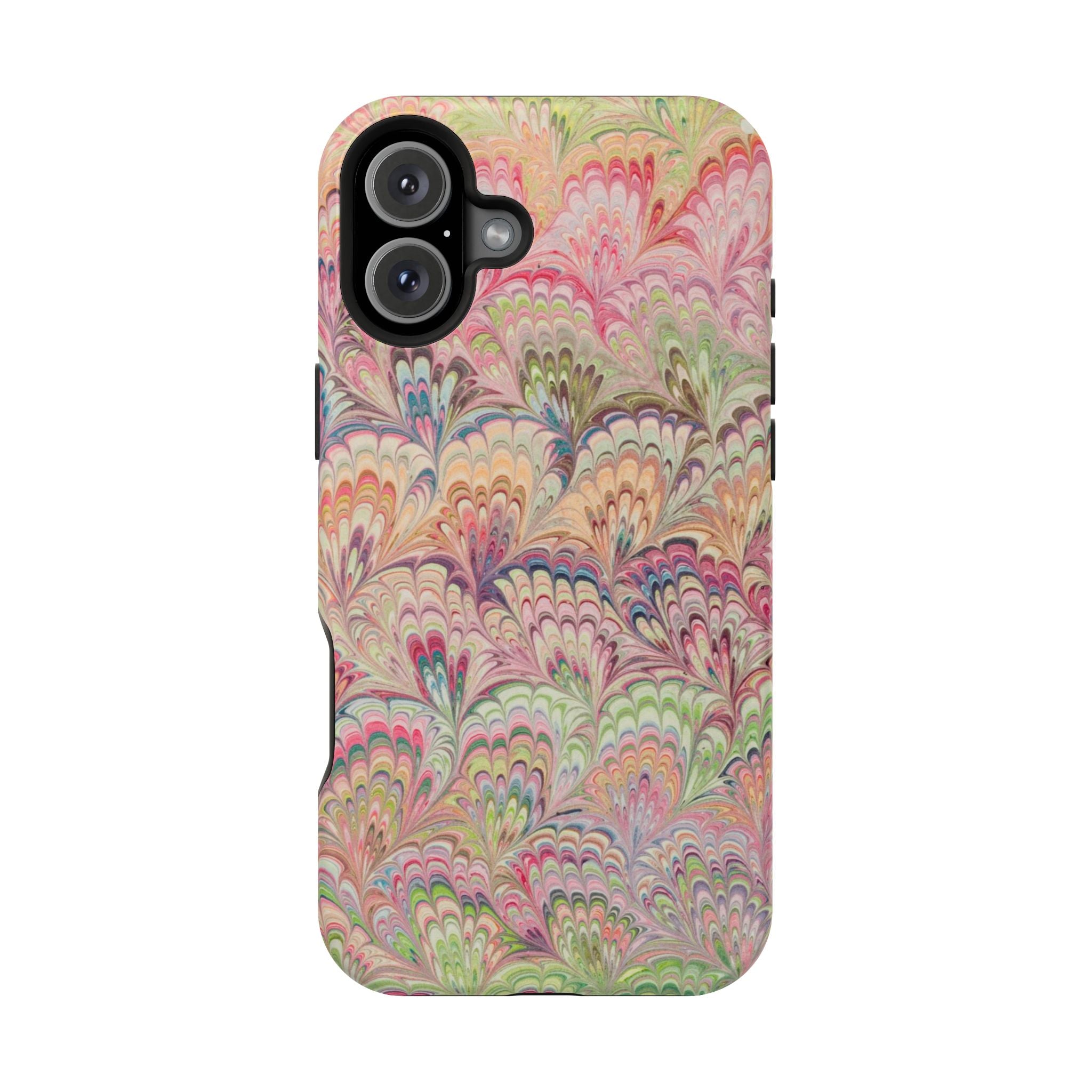 Marbled Pastel Pink and Green Impact-Resistant Phone Case for Apple + Samsung