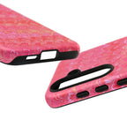 Pink and Gold Marbled Peacock Durable Phone Case - Olive Green and Brown - Matte or Glossy