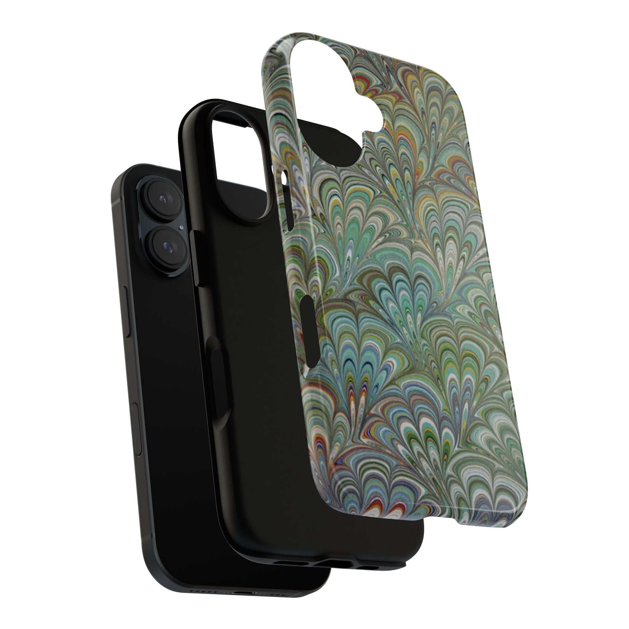 Green Peacock Marbled Phone Case — "Tough Cases" Ultra-Tough Protective Cover