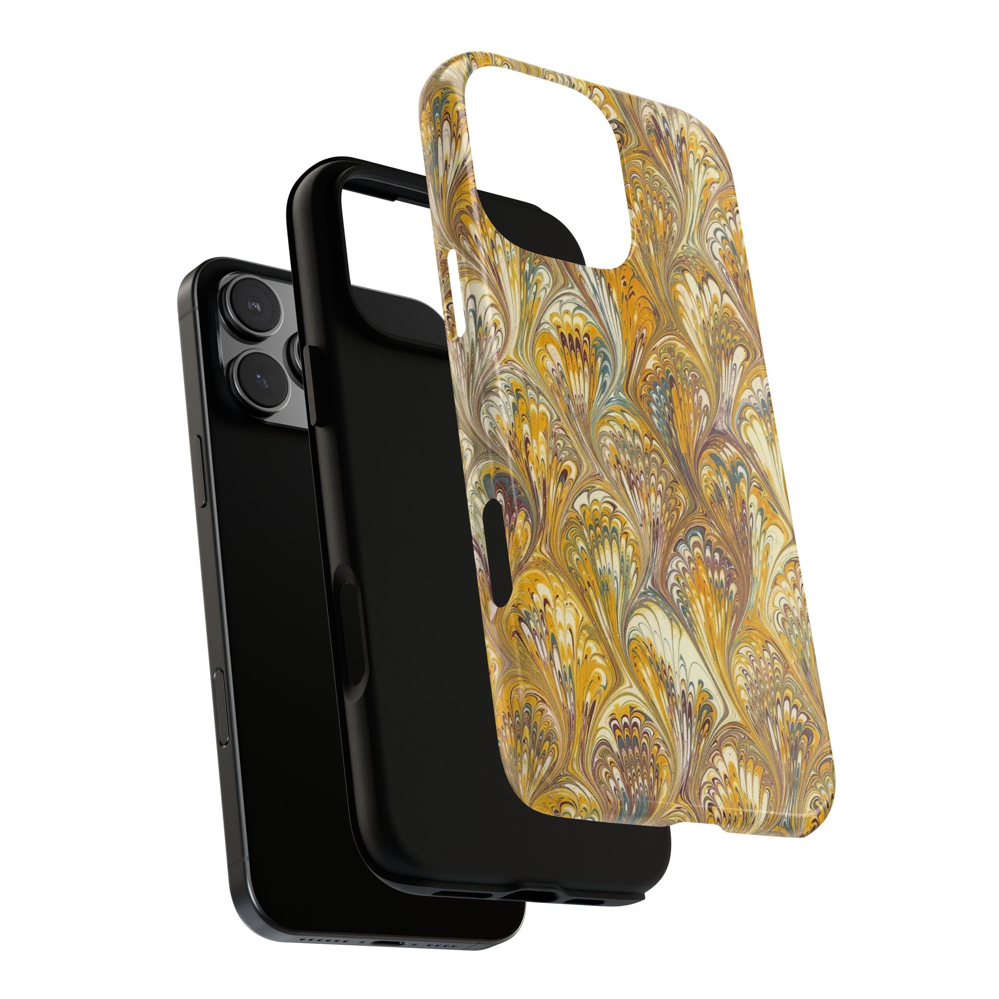 Golden Yellow Marbled Italian Phone Case - Dual Layer - Matte or Glossy