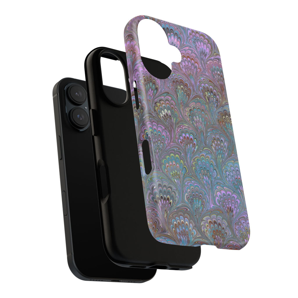 Lavender Marbled Peacock Durable Phone Case - Matte or Glossy