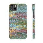 Phone Case with Design from Italy - Marbled "Peacock" Design, Green, Blue, Multi-Color Slim Phone Cases