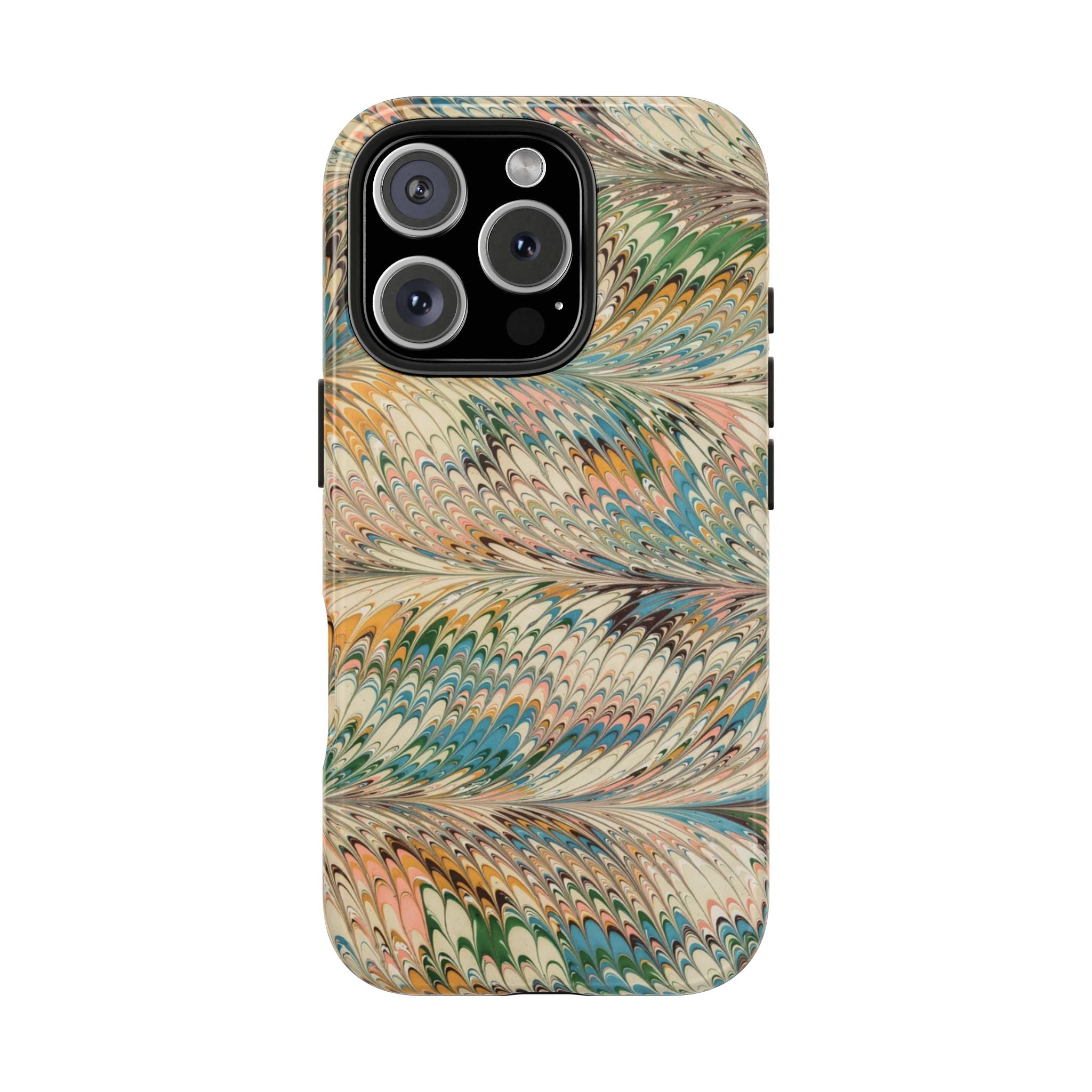 Beige, Blue, and Pinks Marbled Design Dual Layer Phone Case
