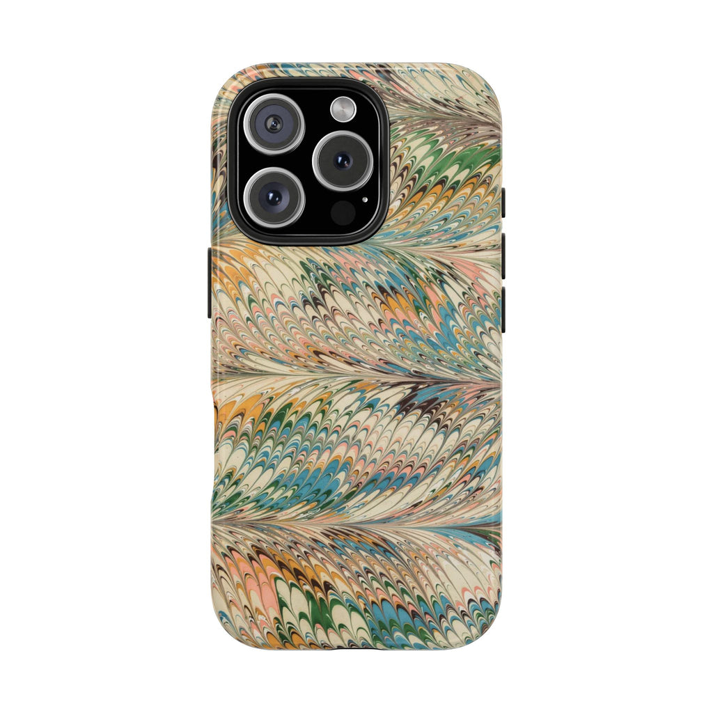 Swirl Wave Beige, Blue, and Pinks Marbled Design Dual Layer Phone Case