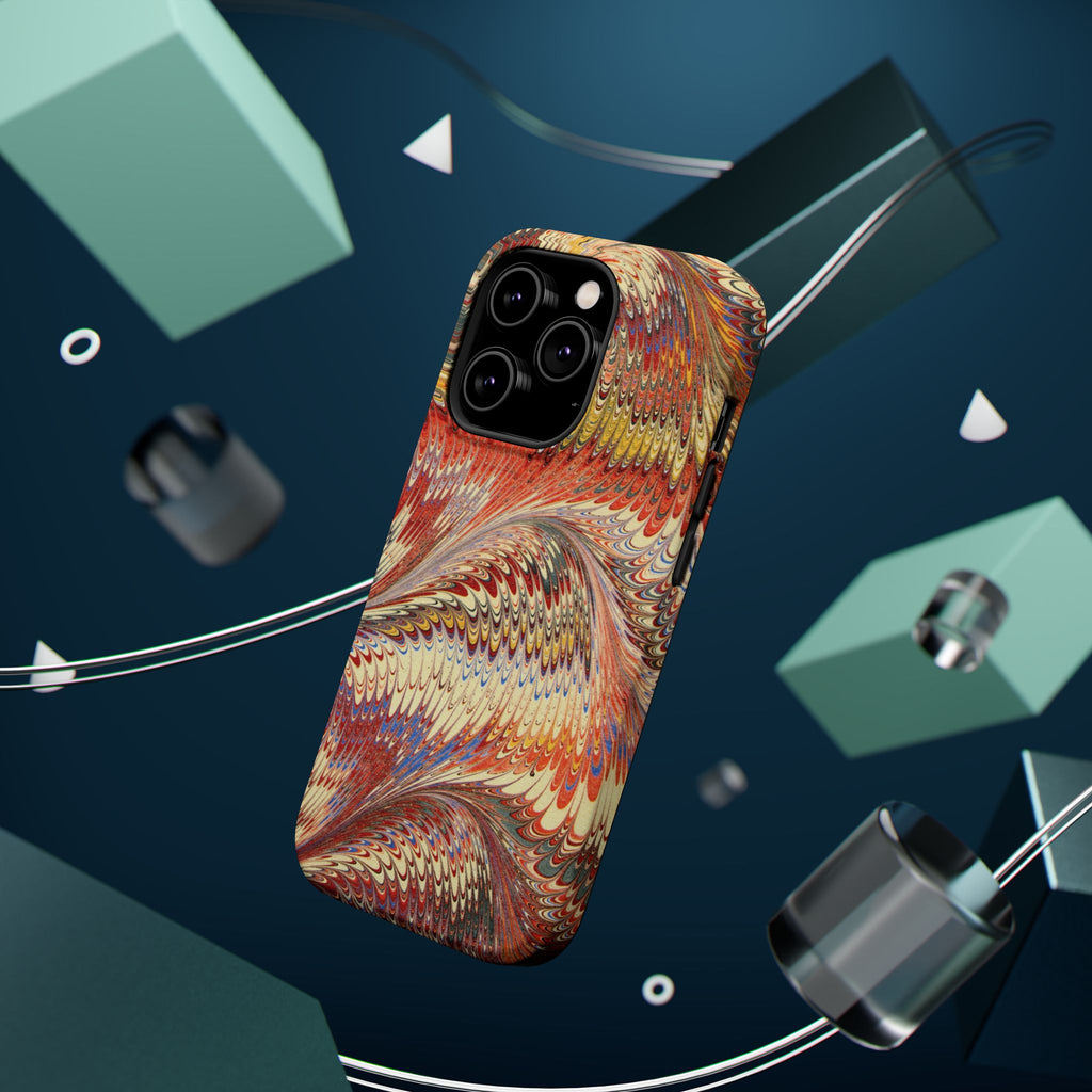 Rust + Gold Italian Marbled Design Magnetic MAG SAFE - Dual Layer Case - Glossy or Matte