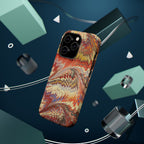 Rust + Gold Italian Marbled Design Magnetic MAG SAFE - Dual Layer Case - Glossy or Matte