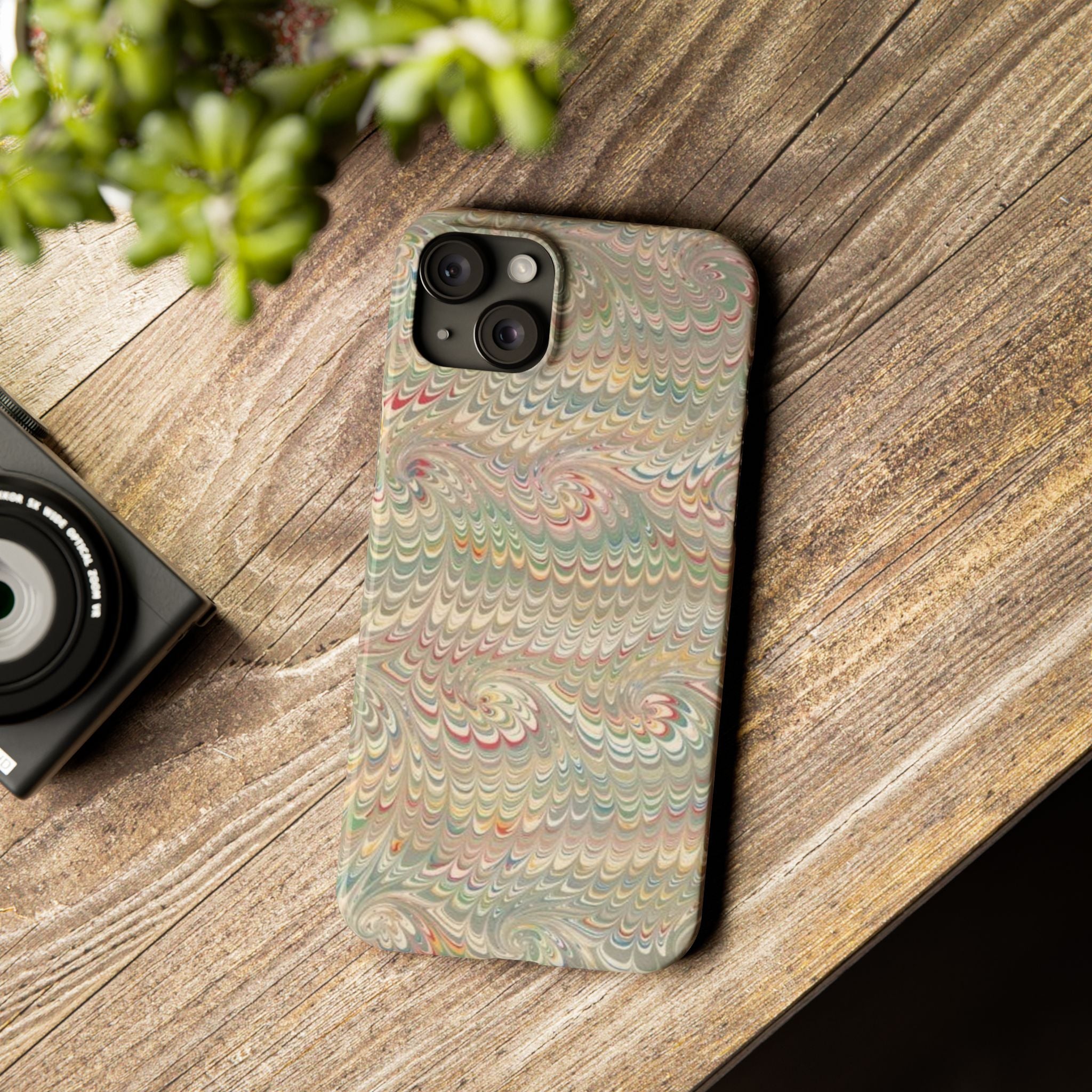 Beige Swirl Marbled Feather Phone Case