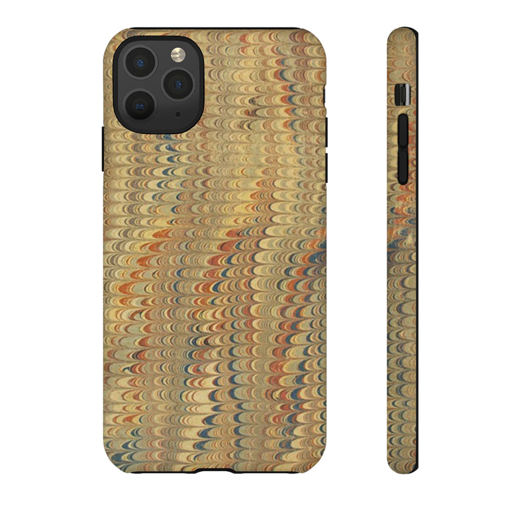 Beige and Blue Marbled Durable Phone Case - Dual Layer - Matte or Glossy