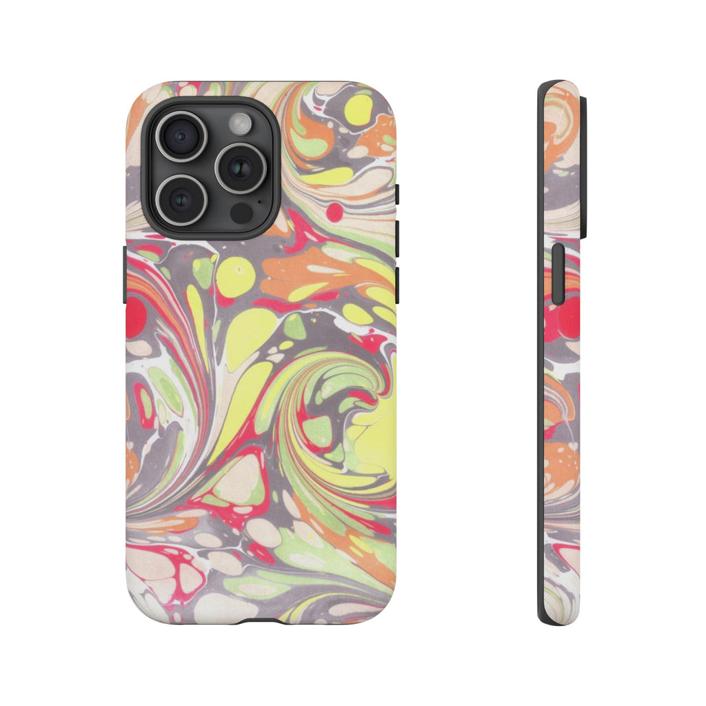 Yellow and Pink Swirl Marbled Italian Phone Case - Dual Layer - Matte or Glossy