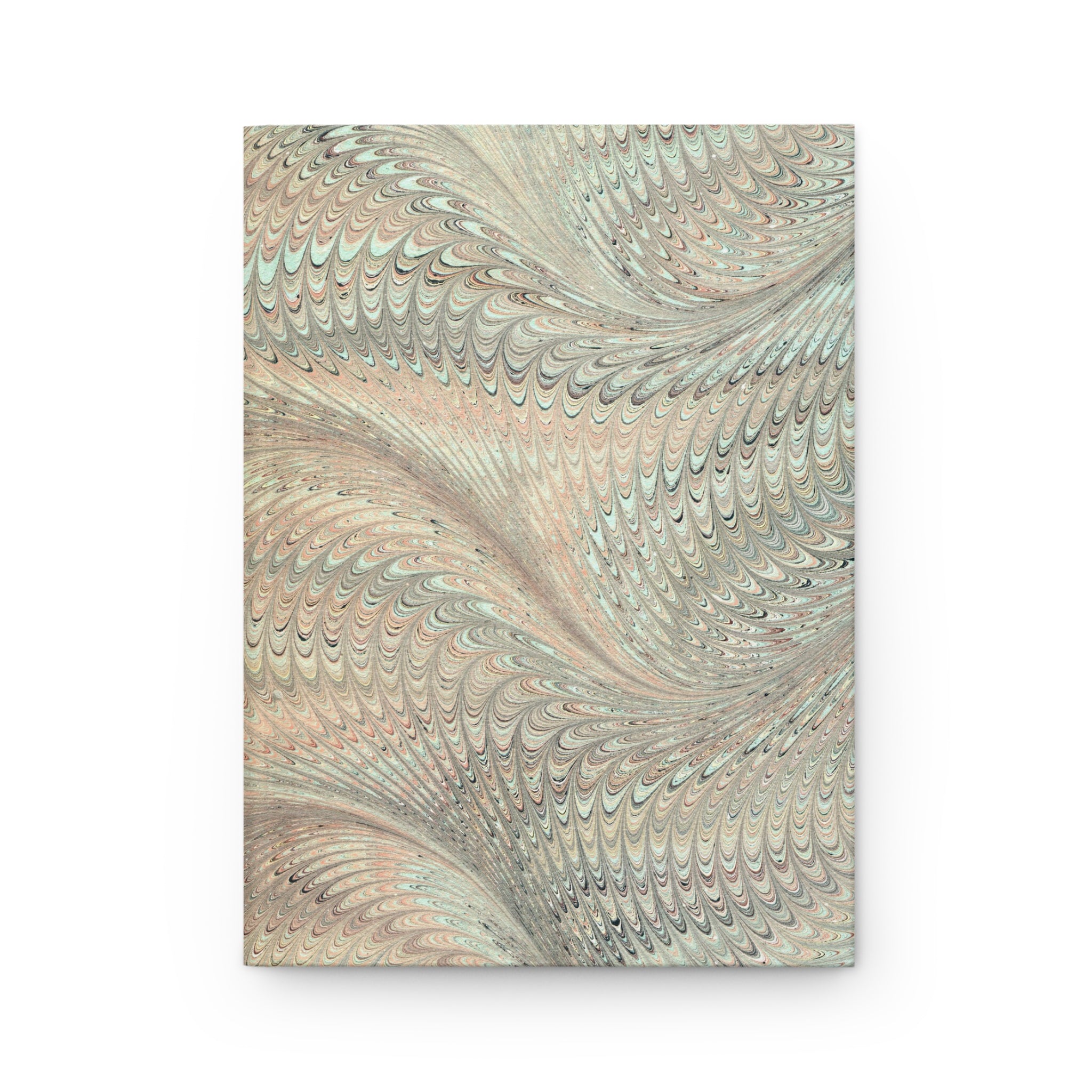 Beige + Mint Vintage Italian Marble Hardcover Journal Matte, Hand-Painted Design, Artistic Notebook, Writing Diary, Lined - Unique Gift