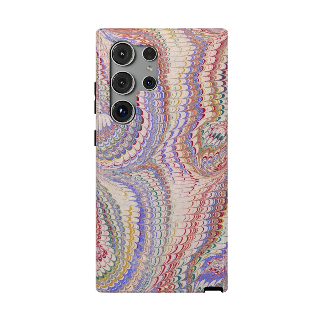 Pink and Lavender Pastel Italian Vintage Feathered Design Dual Layer Durable Phone Case