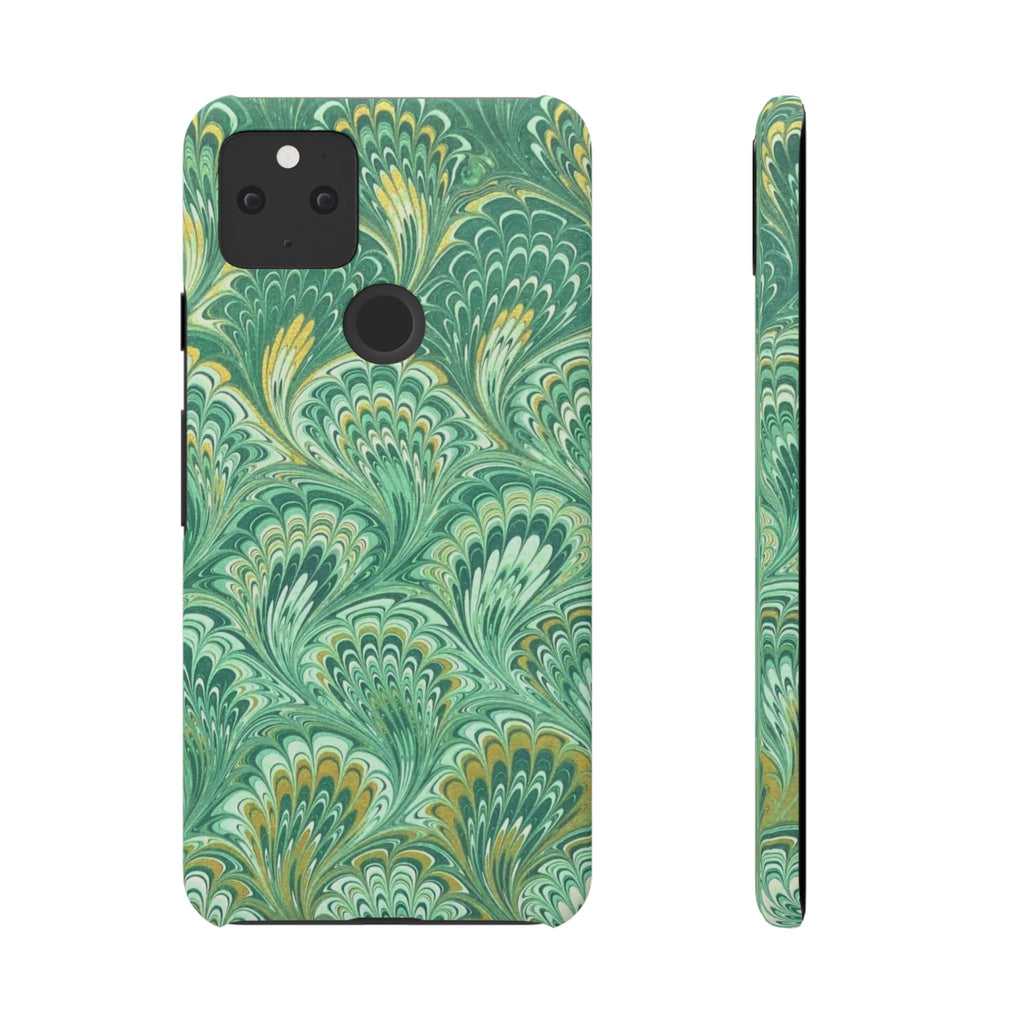 Marbled Feather Green Swirl - Single Layer Slim Phone Case