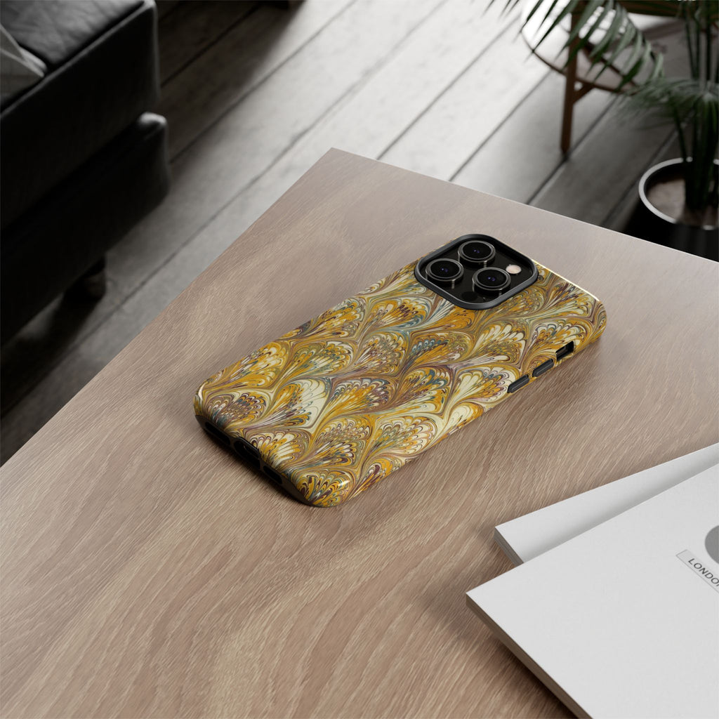 Golden Yellow Marbled Italian Phone Case - Dual Layer - Matte or Glossy