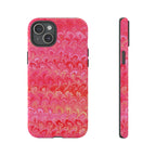 Pink and Gold Marbled Peacock Durable Phone Case - Olive Green and Brown - Matte or Glossy