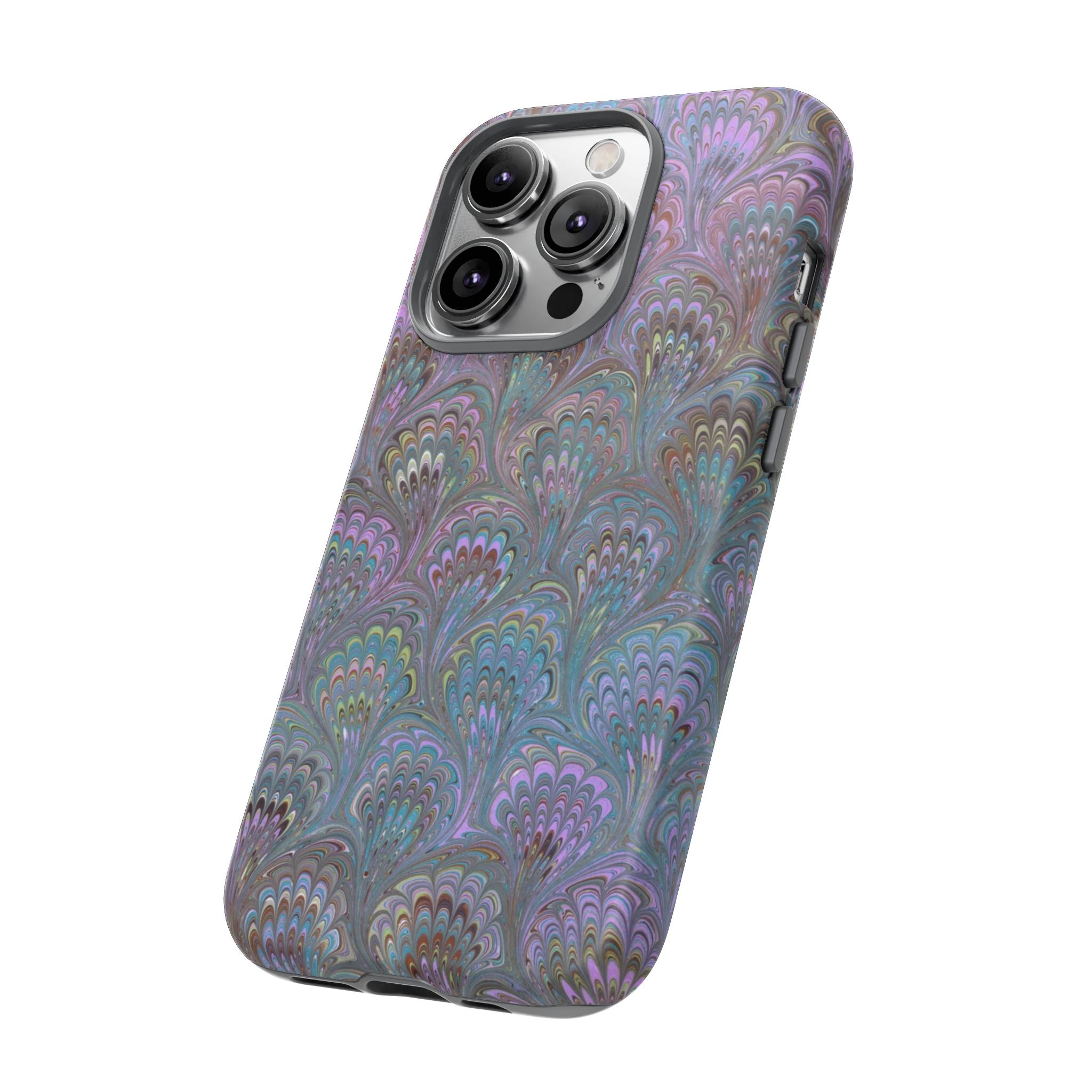 Lavender Marbled Peacock Durable Phone Case - Matte or Glossy