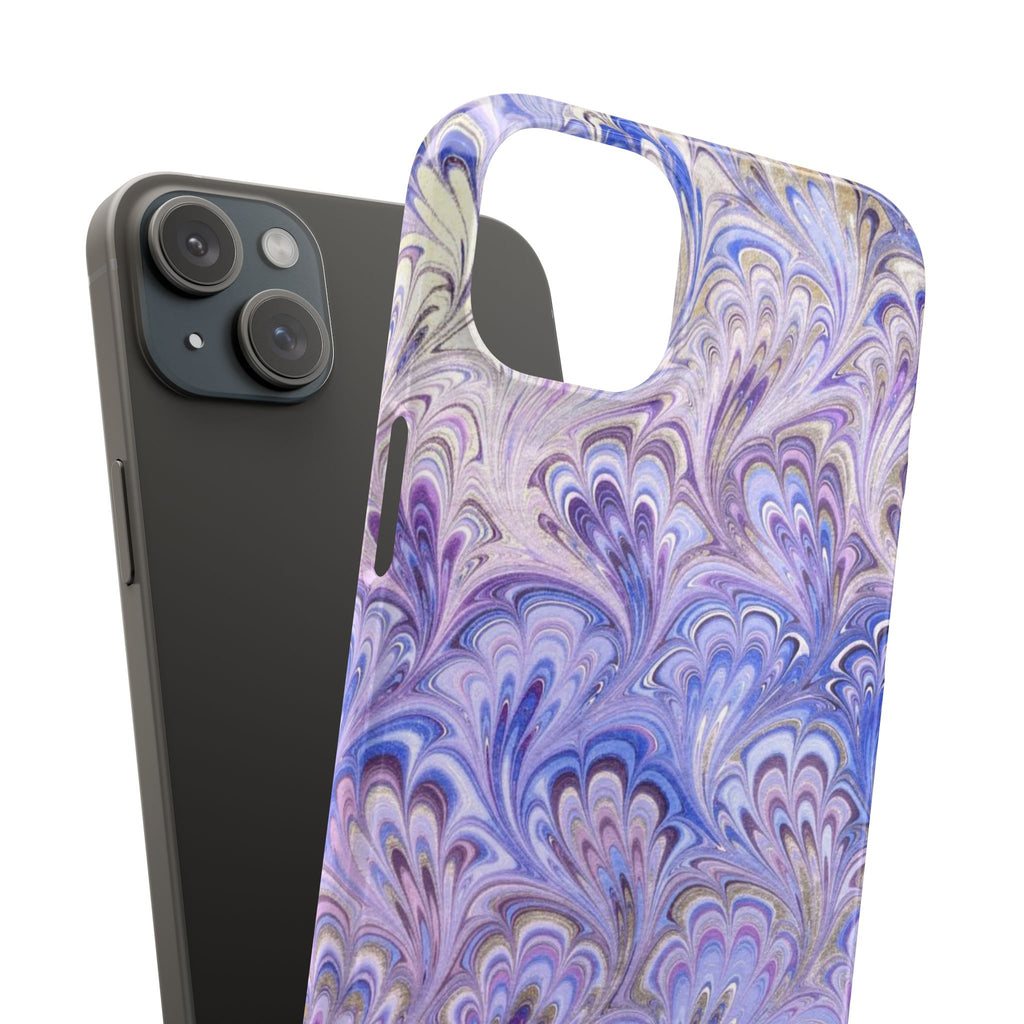 Marbled Feather Lavender + Purple Swirl - Single Layer Slim Phone Case