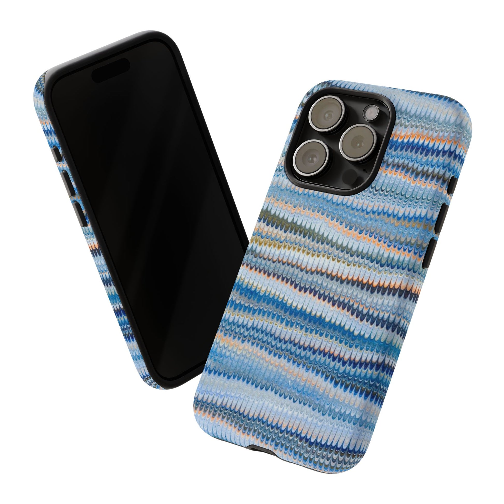Blue Marbled Phone Cases iPhone 16 + Samsung + Apple + Google - all models, Vintage Marbled Design - Tough Cases