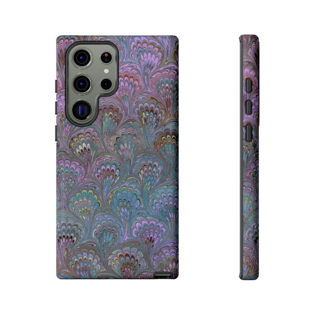 Lavender Marbled Peacock Durable Phone Case - Matte or Glossy