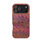 Mag Safe Marble iPhone Case - Red, Burgundy, Lavender & Gold Impact-Resistant
