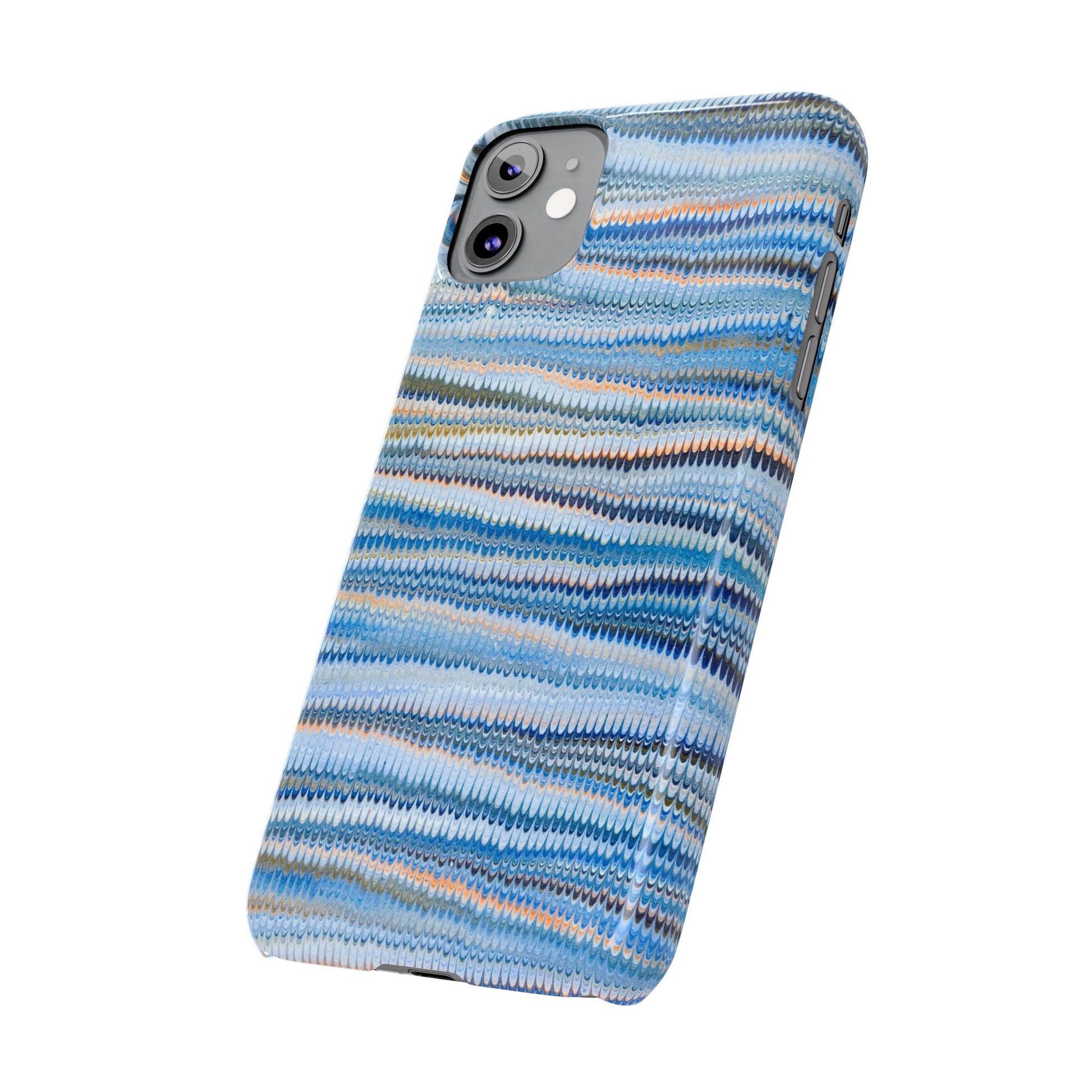 Blue Italian Hand-Painted and Vintage Marbled Inspired Paper Design, Italy Feather Phone Case, iPhone15 Case and all iPhone Case Sizes