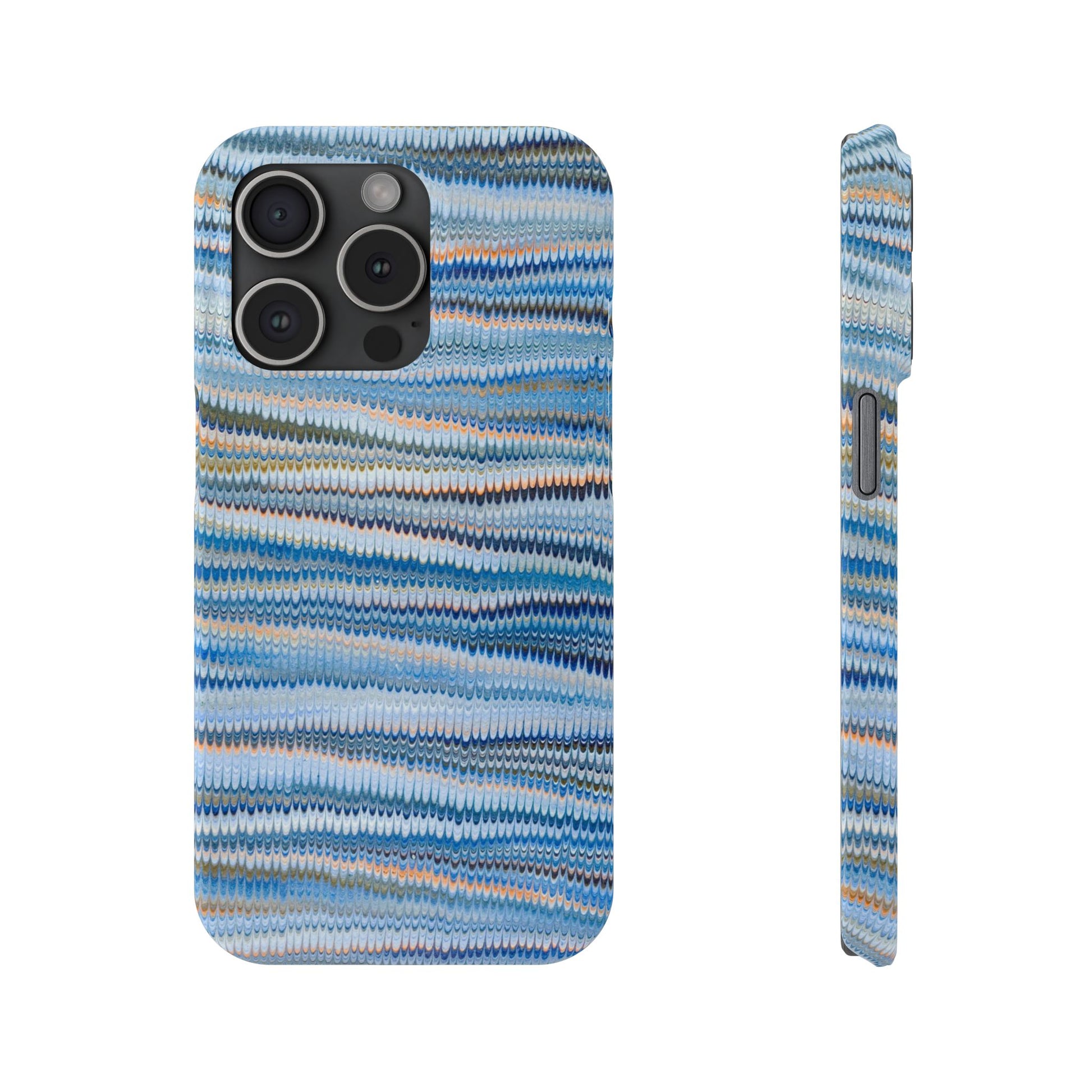 Blue Italian Hand-Painted and Vintage Marbled Inspired Paper Design, Italy Feather Phone Case, iPhone15 Case and all iPhone Case Sizes