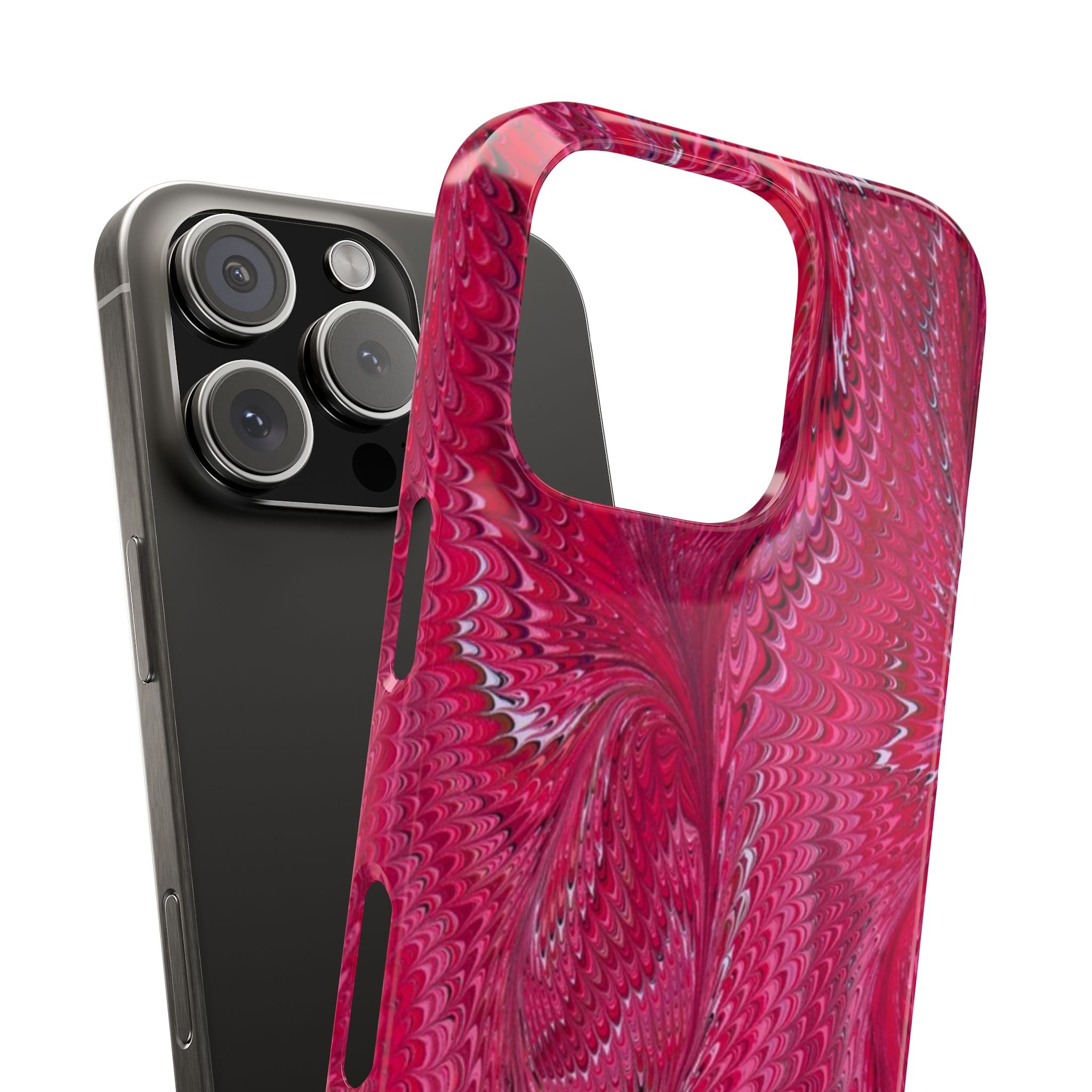 Deep Pink Marbled Swirl - Single Layer Slim Phone Case
