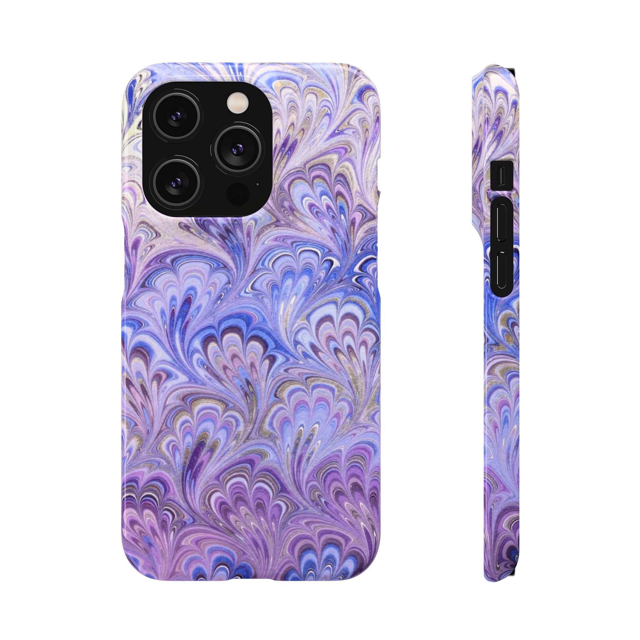 Marbled Feather Lavender + Purple Swirl - Single Layer Slim Phone Case