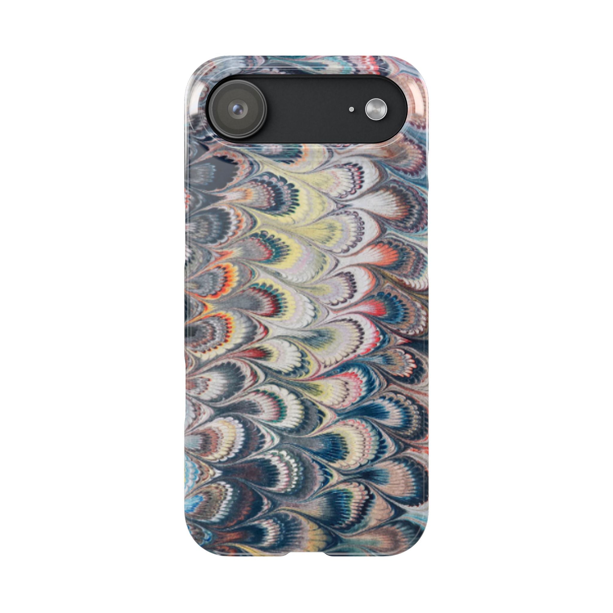 Blues and Multi-Color Italian Traditional Hand-Marbled Design