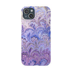 Marbled Feather Lavender + Purple Swirl - Single Layer Slim Phone Case
