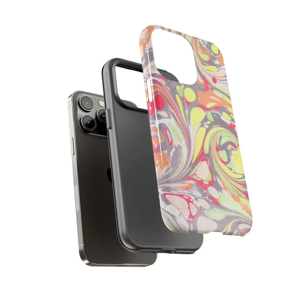 Yellow and Pink Swirl Marbled Italian Phone Case - Dual Layer - Matte or Glossy
