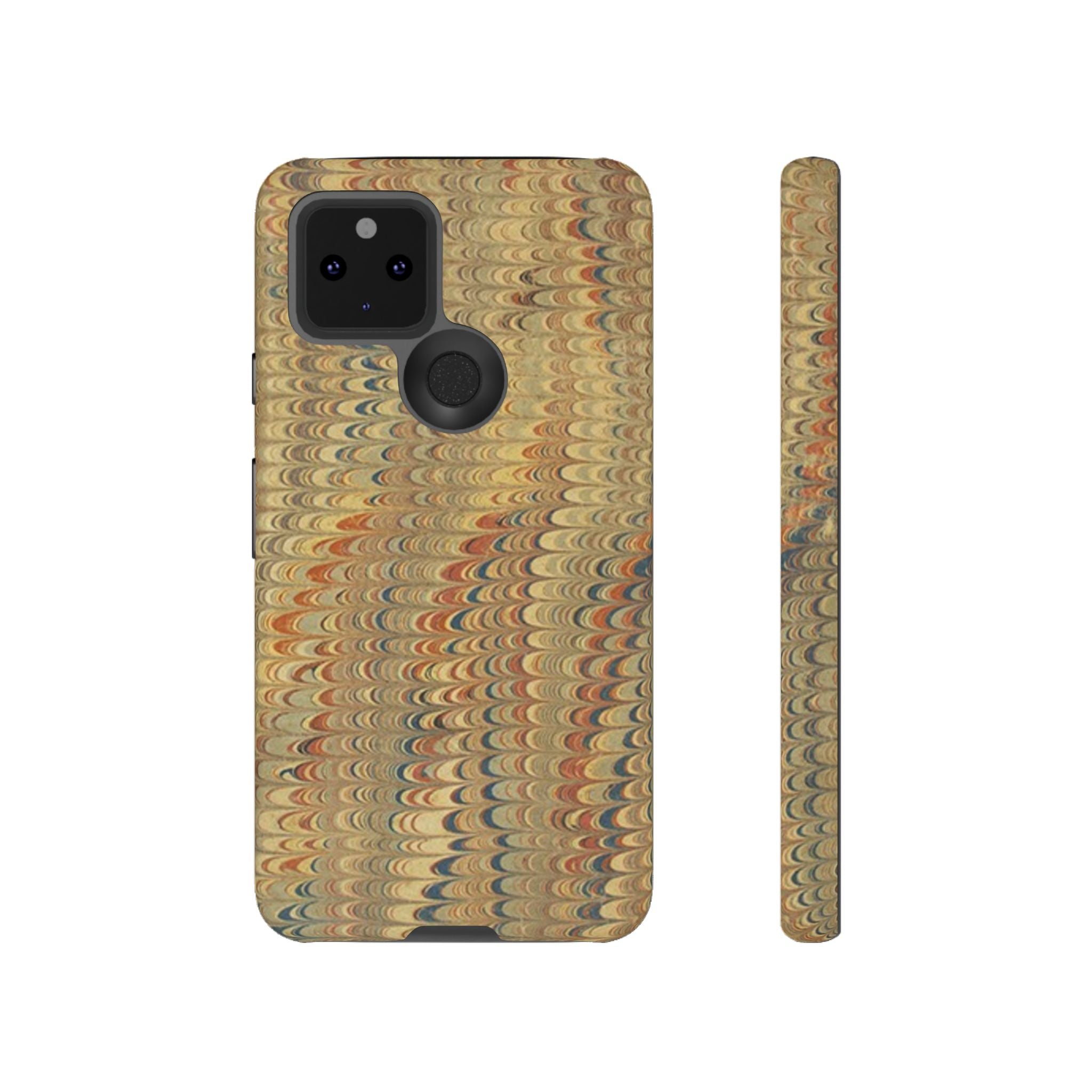 Beige and Blue Marbled Durable Phone Case - Dual Layer - Matte or Glossy