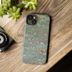 Blue and Green Feather Marbled Phone Case — Dual Layer - Tough Protective Phone Cover