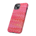 Pink and Gold Marbled Peacock Durable Phone Case - Olive Green and Brown - Matte or Glossy