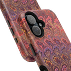 Mag Safe Marble iPhone Case - Red, Burgundy, Lavender & Gold Impact-Resistant