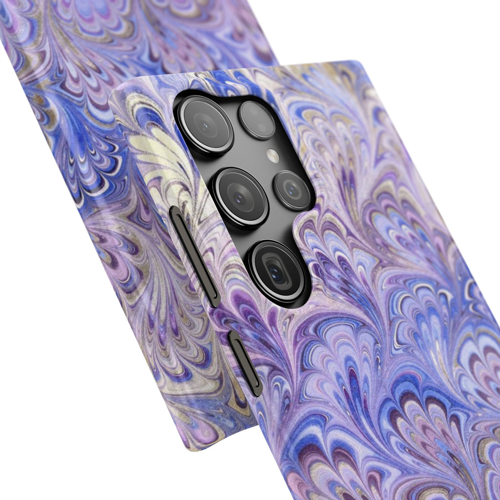 Marbled Feather Lavender + Purple Swirl - Single Layer Slim Phone Case