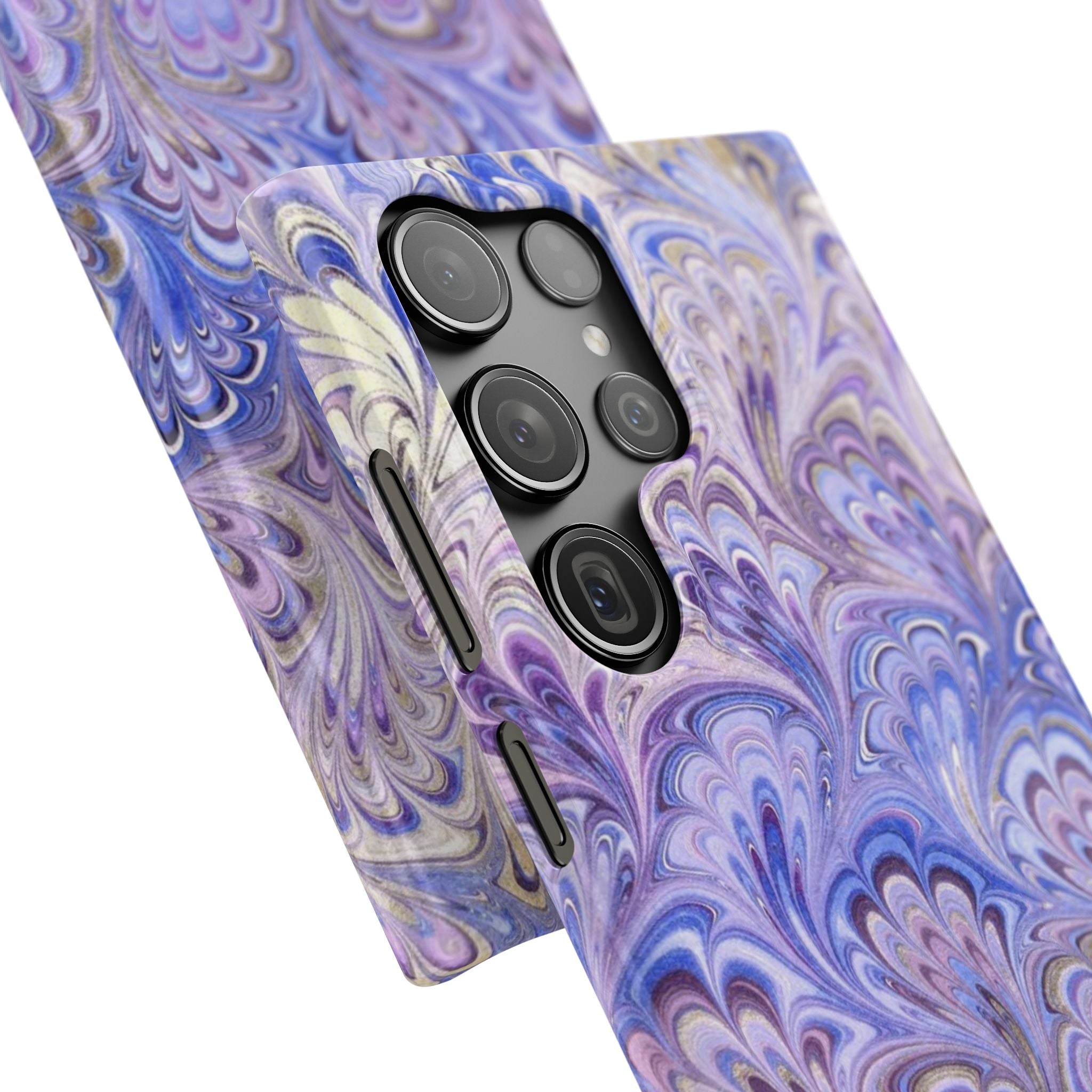 Marbled Feather Lavender + Purple Swirl - Single Layer Slim Phone Case