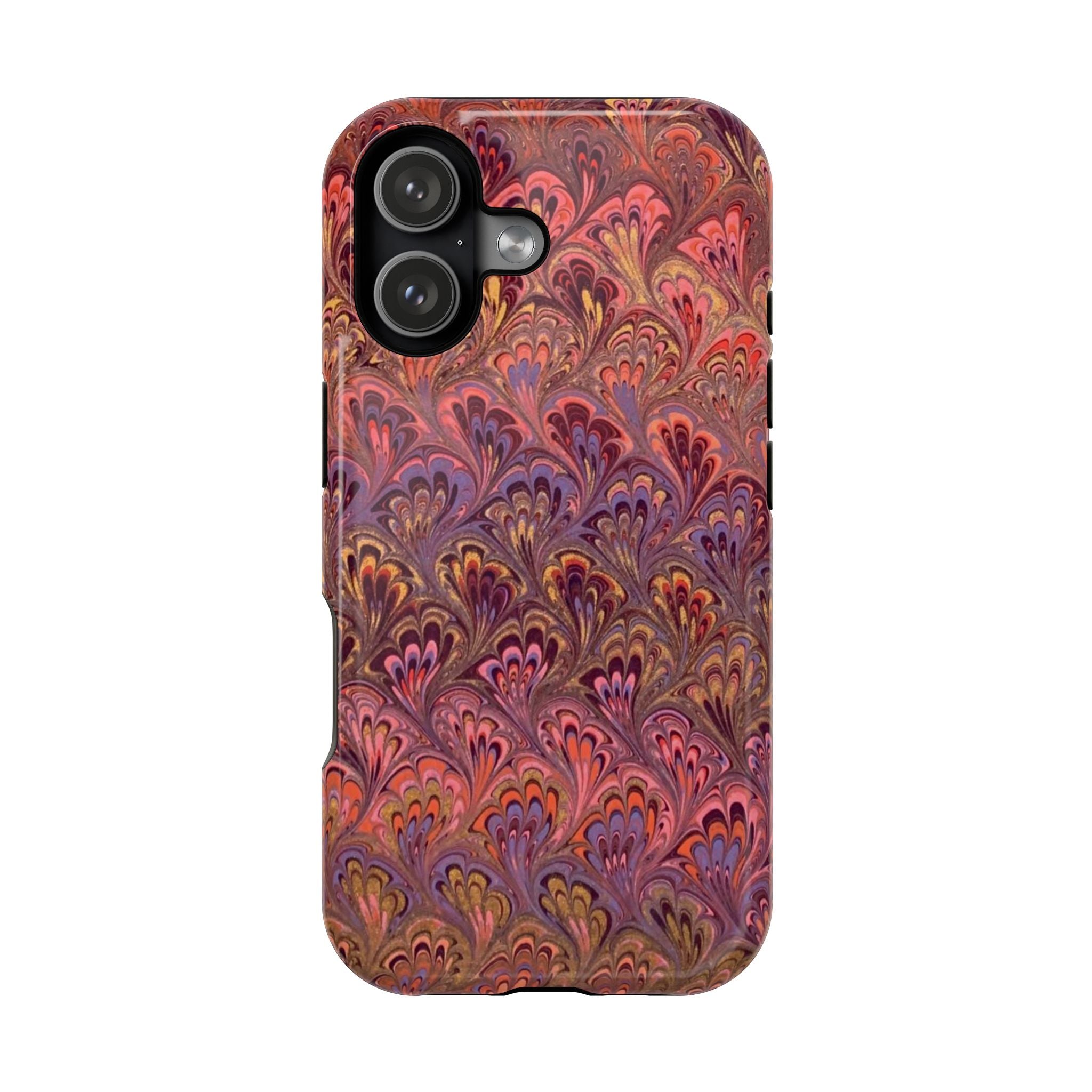 MagSafe Marble iPhone Case — Red, Burgundy, Lavender & Gold Impact-Resistant