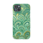 Marbled Feather Green Swirl - Single Layer Slim Phone Case