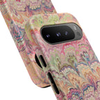 Pastel Pink + Green Feather Marbled Phone Case - Dual Layer Phone Cover