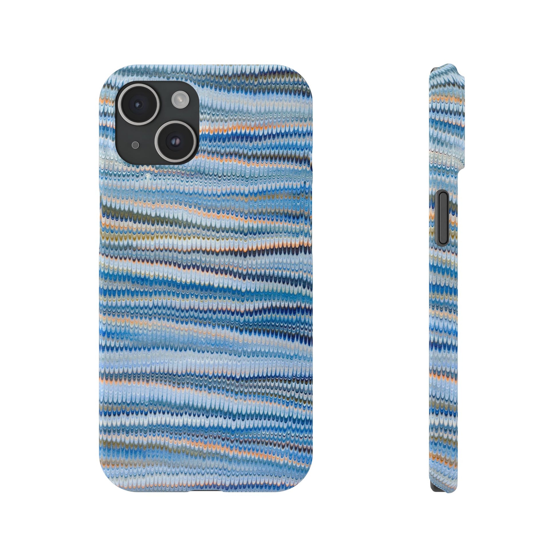 Blue Italian Hand-Painted and Vintage Marbled Inspired Paper Design, Italy Feather Phone Case, iPhone15 Case and all iPhone Case Sizes