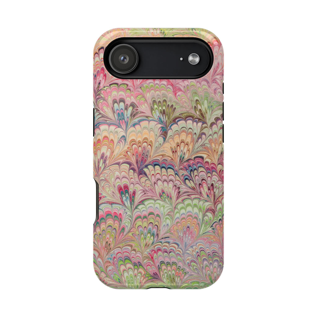 Marbled Pastel Pink and Green Impact-Resistant Phone Case for Apple + Samsung