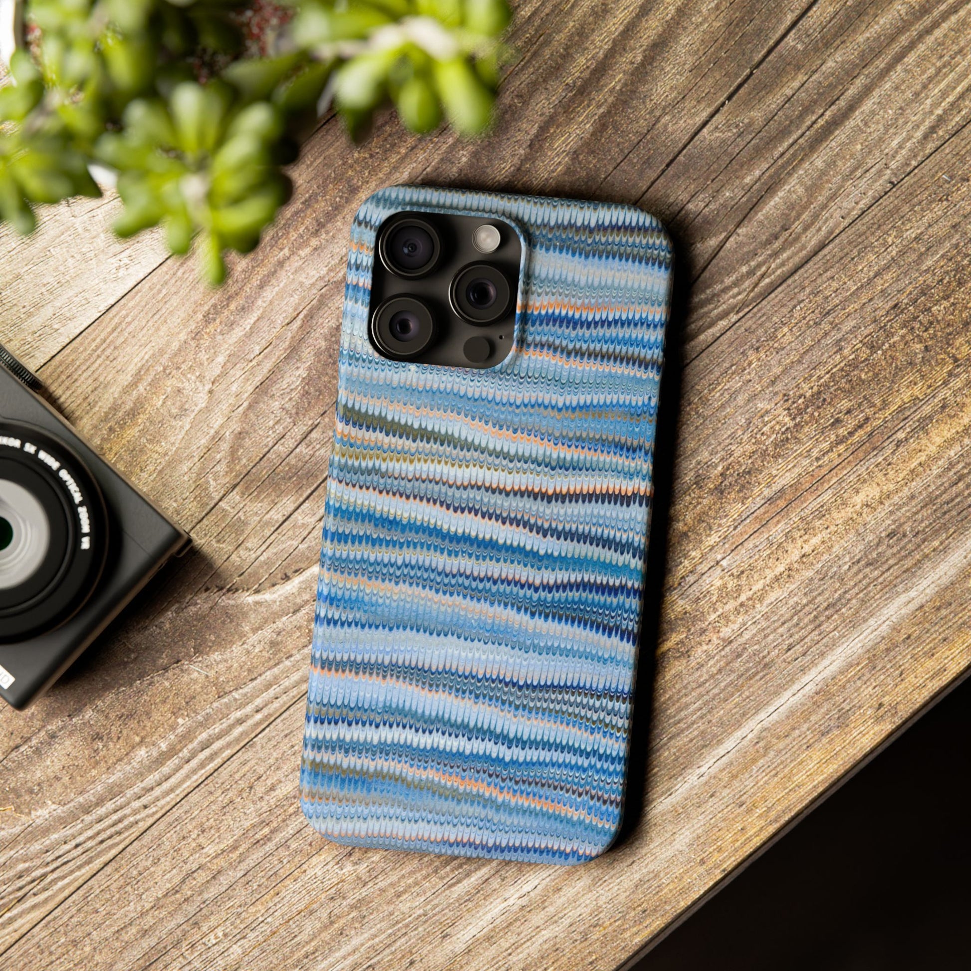 Blue Italian Hand-Painted and Vintage Marbled Inspired Paper Design, Italy Feather Phone Case, iPhone15 Case and all iPhone Case Sizes